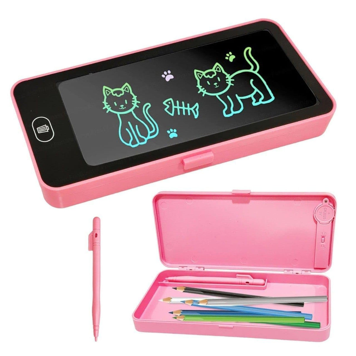 LCD Writing Tablet Pencil Box Drawing Board & Stationery Case for Kids