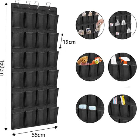 Over the Door Shoe Organizer with 24 Large Mesh Storage Pockets