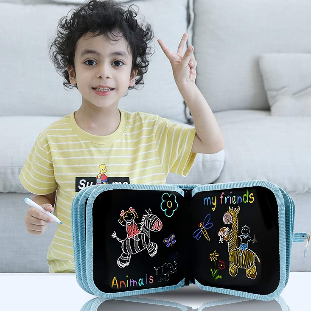10 Pages Erasable Doodle Drawing Book Kit for Kids with Colors