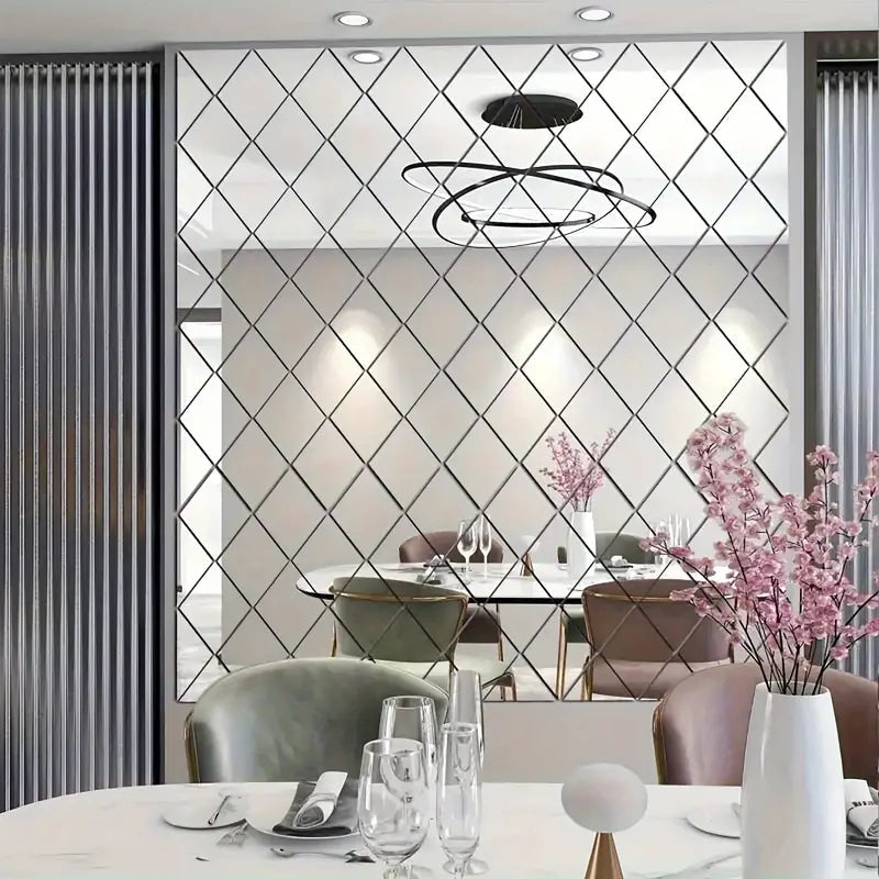 3D Acrylic Diamond Shape Self Adhesive Wall Sticker Set