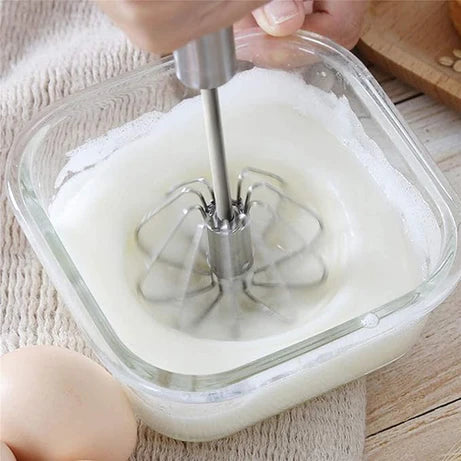 2 Pcs Semi Automatic Stainless Steel Hand Whisk Egg Beater Set