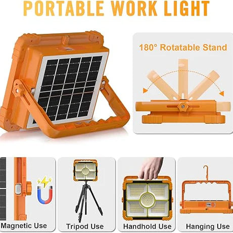 100W Rechargeable Solar Work Light IP66 Waterproof for Outdoor Use