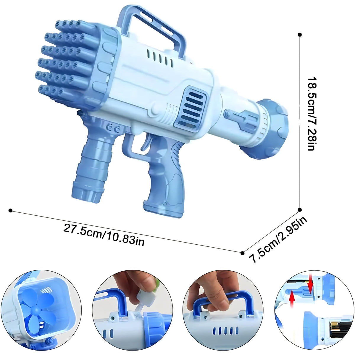 32 Hole Electric Bubble Gun Bazooka Blaster for Kids Outdoor Toy