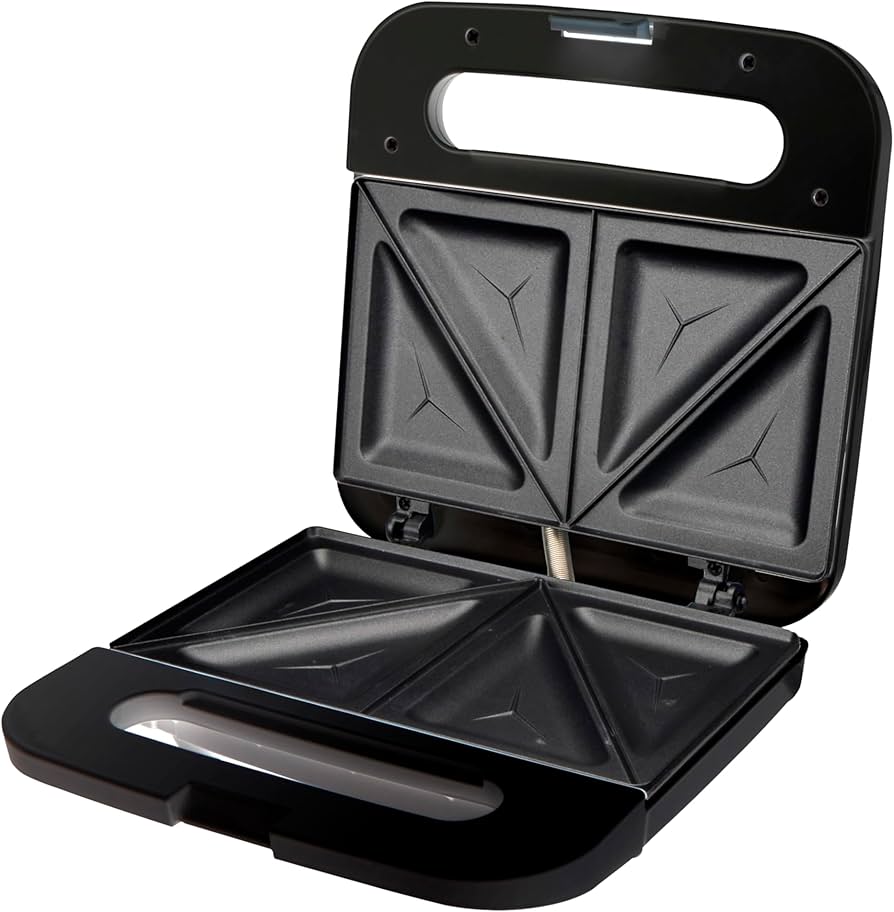 Electric Non-Stick Sandwich Maker with Indicator Lights & Handle