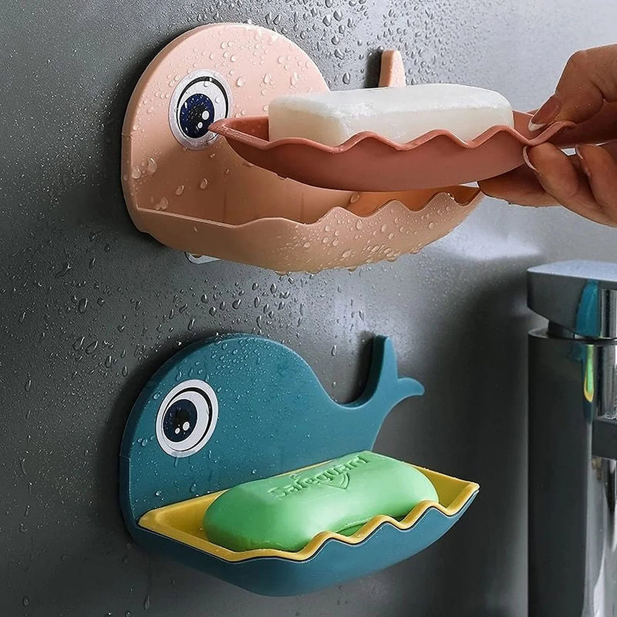 Pack of 2 Fish Shape Wall Mounted Soap Holder Dish Stand