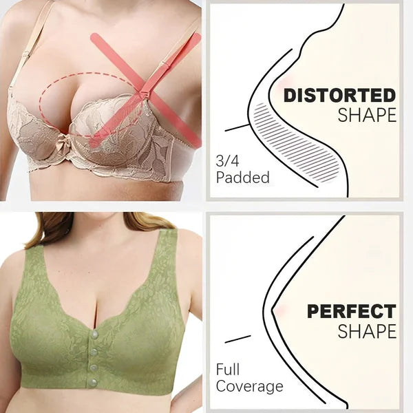 ✨LAST DAY SALE 49% 🔥🔥🔥– Plus Size Zero Feel Lace Full Coverage Front Closure Bra