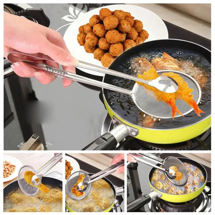 Multi-Functional 2-in-1 Frying Filter Spoon & Clip Oil Strainer for Kitchen
