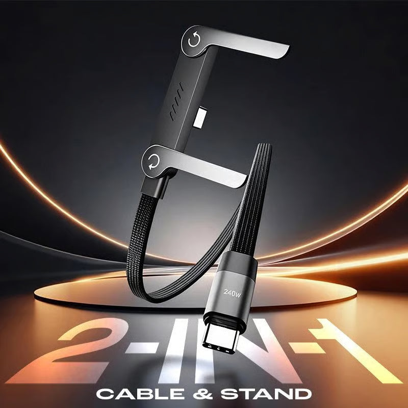 2-in-1 Fast Charging Cable with Phone Stand