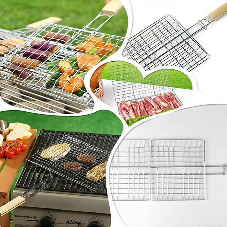 Portable Stainless Steel BBQ Grill Tray for Barbecue & Roasting