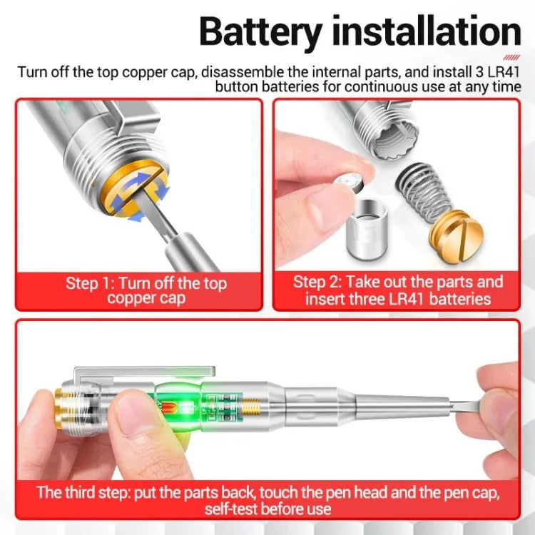 Dual Circuit Electrical Voltage and Current Tester Pen