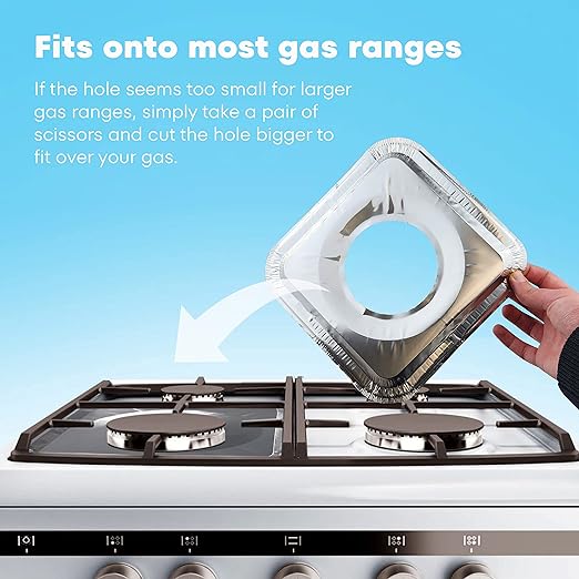 PACK OF 10 ALUMINUM FOIL SQUARE GAS STOVE BURNER COVERS