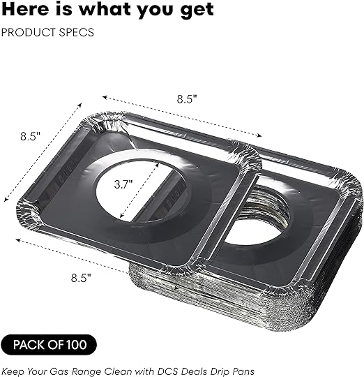PACK OF 10 ALUMINUM FOIL SQUARE GAS STOVE BURNER COVERS