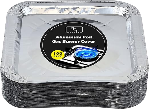PACK OF 10 ALUMINUM FOIL SQUARE GAS STOVE BURNER COVERS