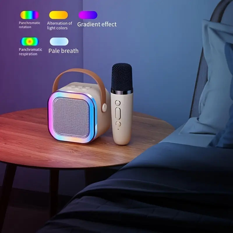 Portable K12 Mini Karaoke Bluetooth Speaker with Mic & RGB Lights