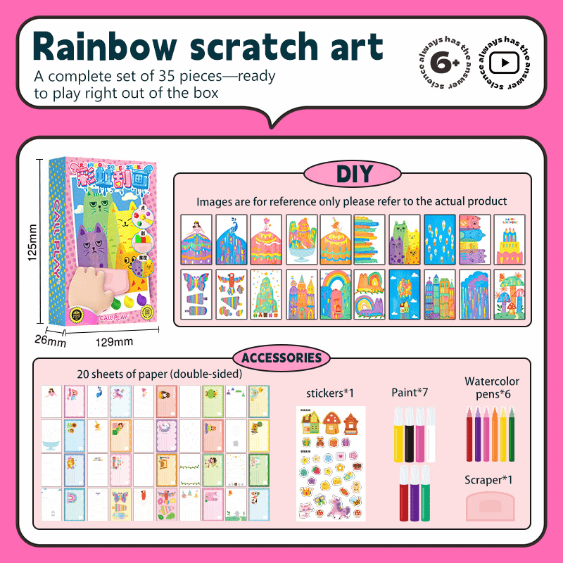 DIY Rainbow Scratch Art Card Kit for Kids – Magic Scratch Painting Set | Creative Drawing & Craft Activity