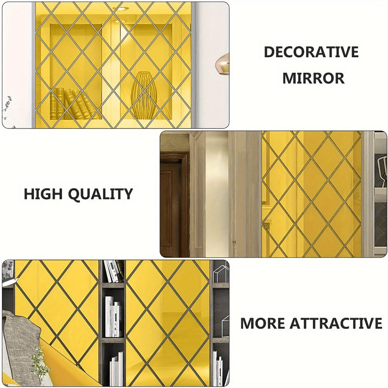3D Acrylic Diamond Shape Self Adhesive Wall Sticker Set