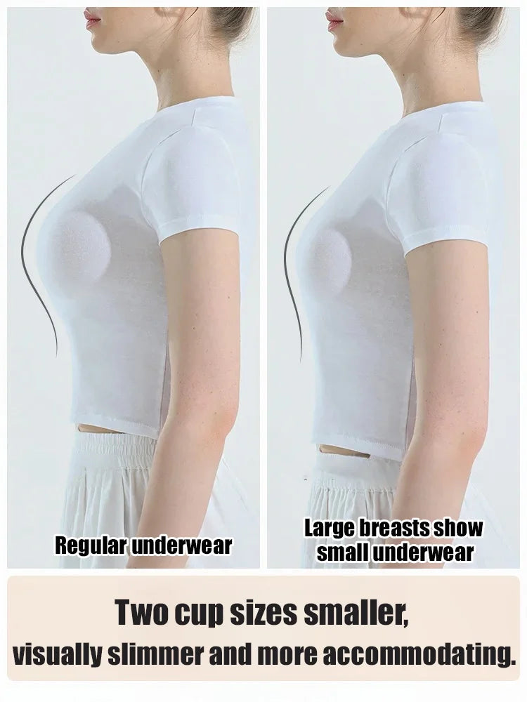Anti-sagging large breast support Ice Silk bra with secondary breasts