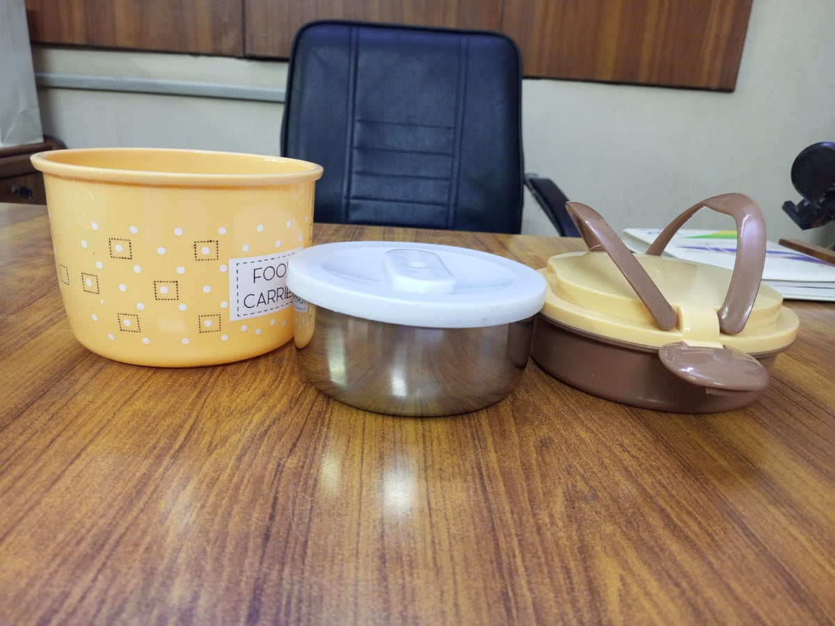 Double Layer Plastic Tiffin Lunch Box with Mini Steel Container