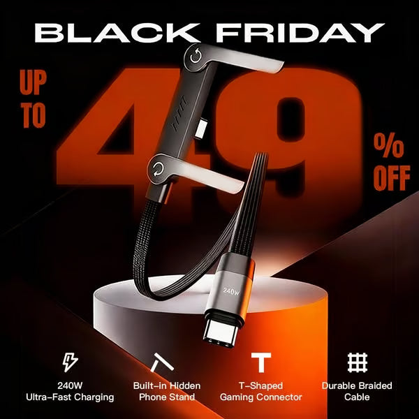 2-in-1 Fast Charging Cable with Phone Stand