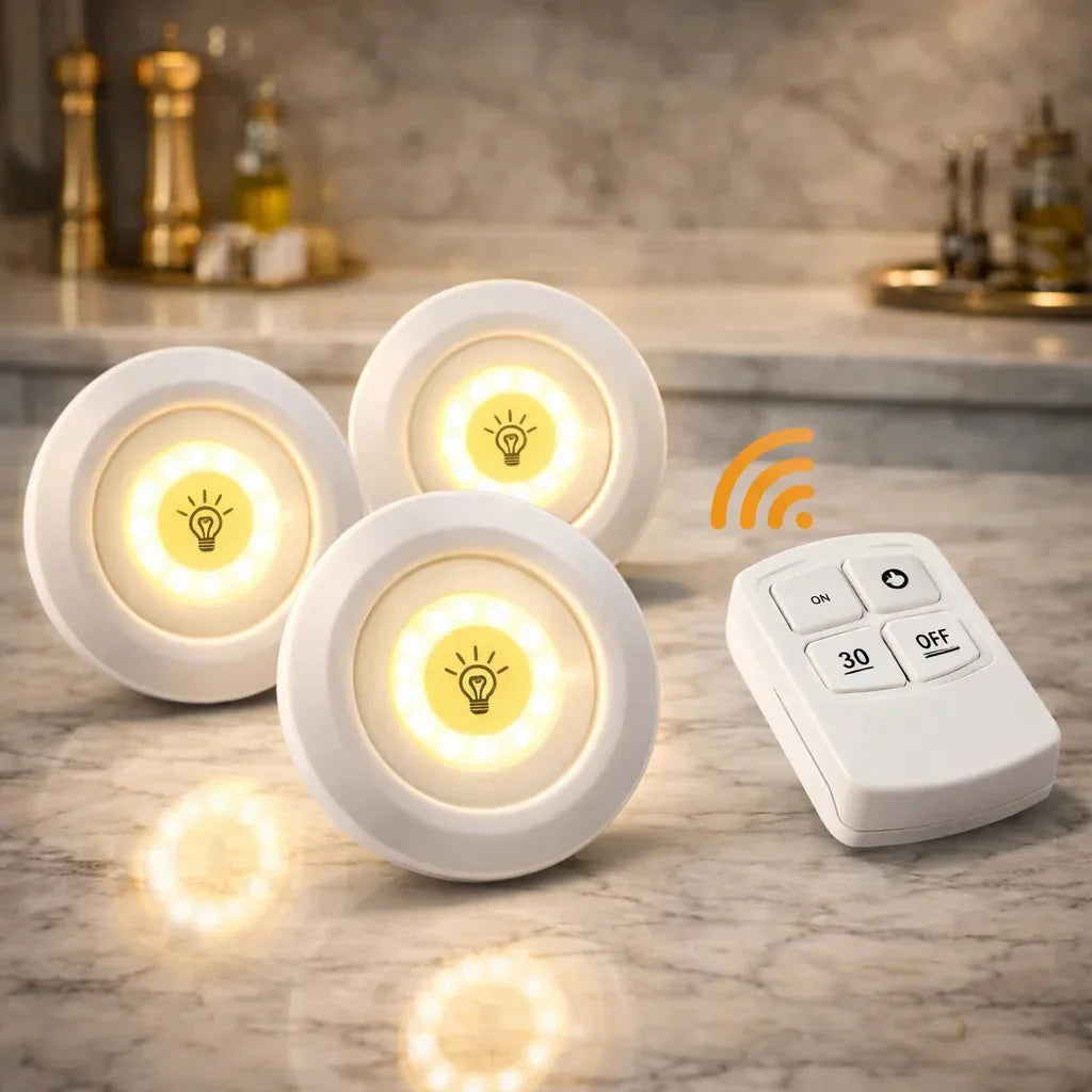 Wireless LED Night Lights with Remote – Pack of 3