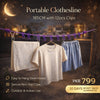 Portable Clothesline 185CM with 12pcs Clips for Home Backyard Hotel Balcony Clothes Drying Line, Outdoor Indoor Use