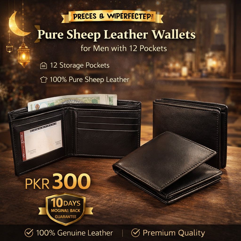 Pure Sheep Leather Wallets for Men with 12 Pockets