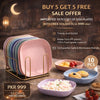 Buy 5 Get 5 Free Sale Offer - Imported 10 Pcs Set of Dish Plates with Free Holder in Rs 999 Only - Trendy and Stylish