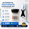 Automatic Toothpaste Dispenser Squeezer Hands Free Set and 5 Toothbrush Holder