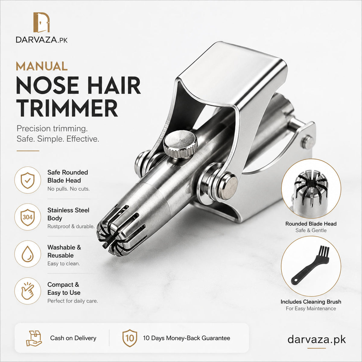Vintage Style Manual Mechanical Nose Hair Trimmer