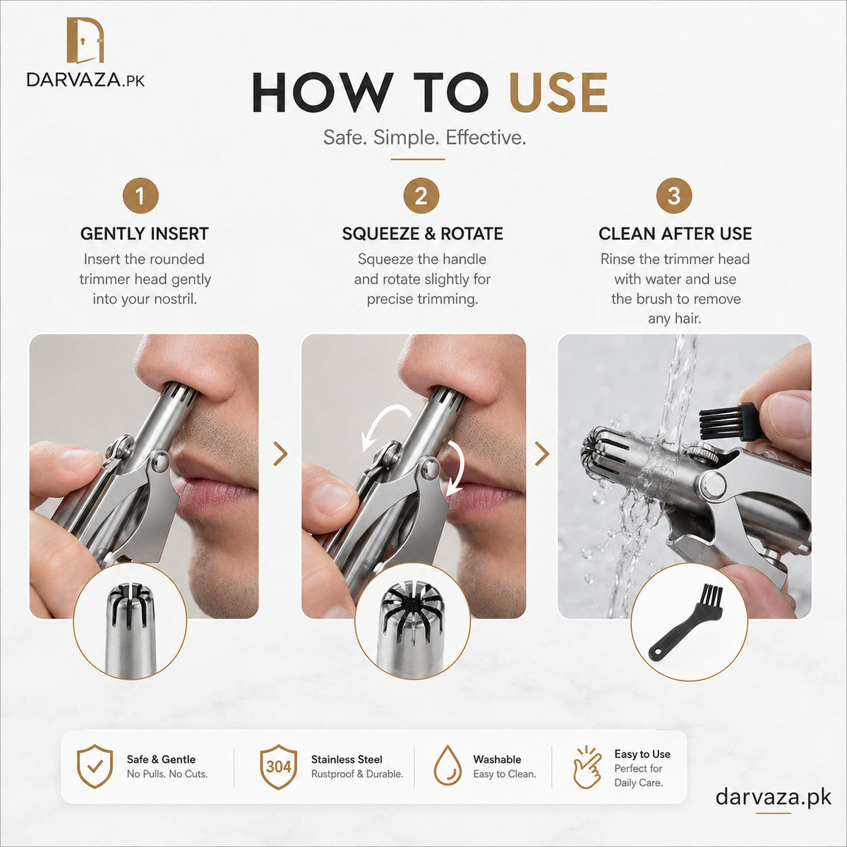 Vintage Style Manual Mechanical Nose Hair Trimmer