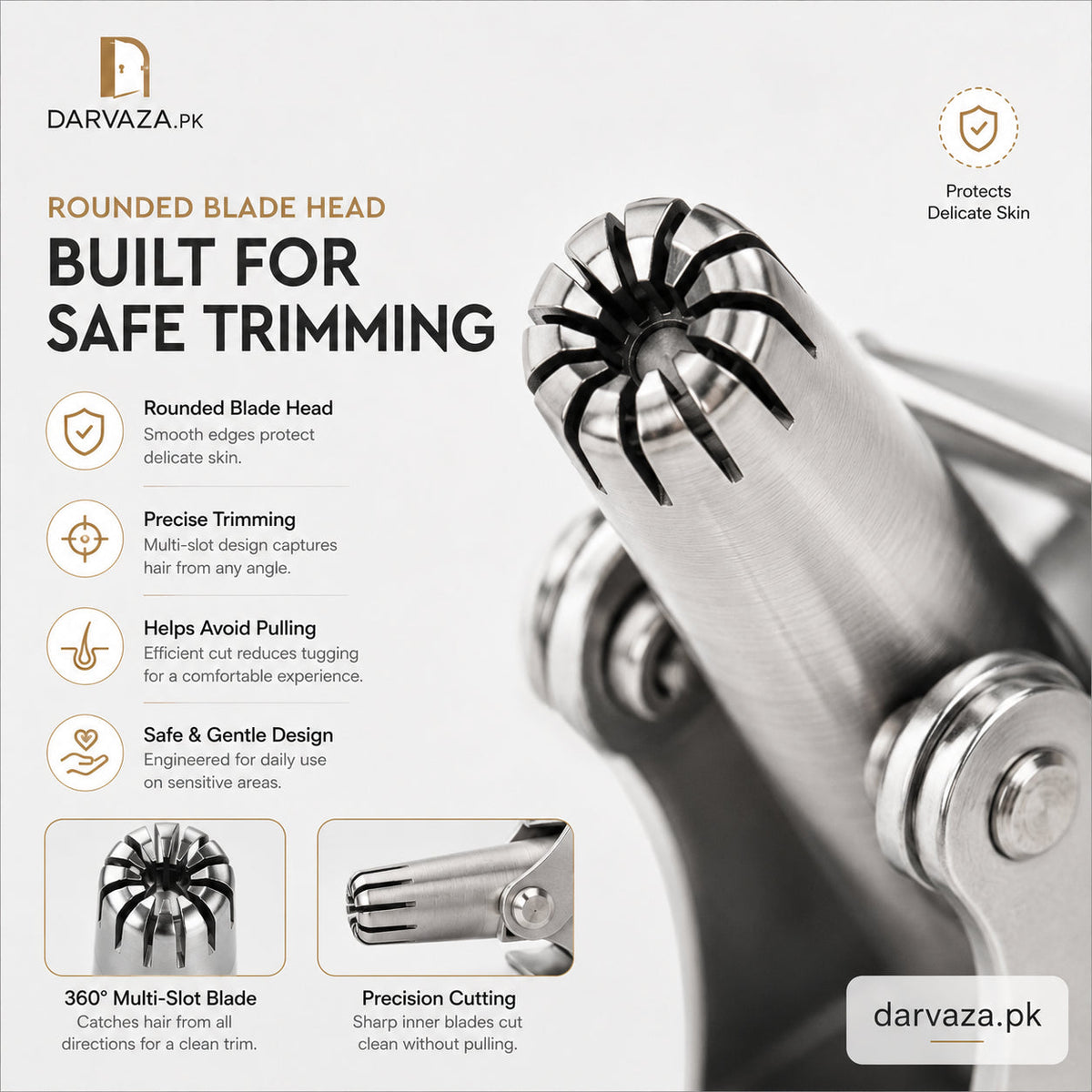Vintage Style Manual Mechanical Nose Hair Trimmer