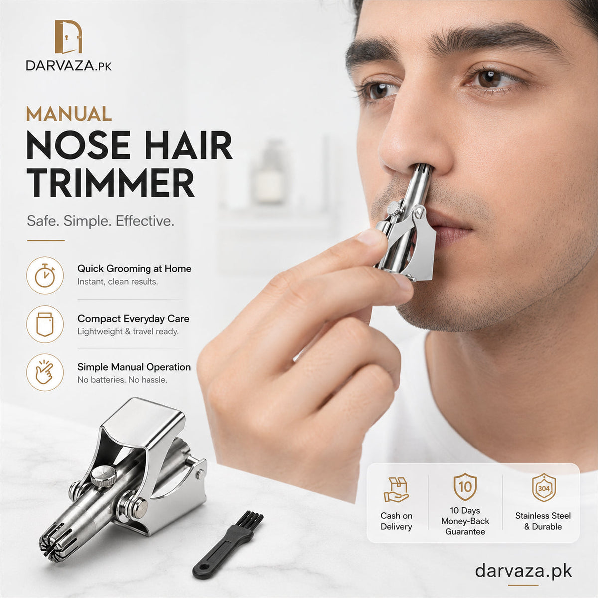 Vintage Style Manual Mechanical Nose Hair Trimmer