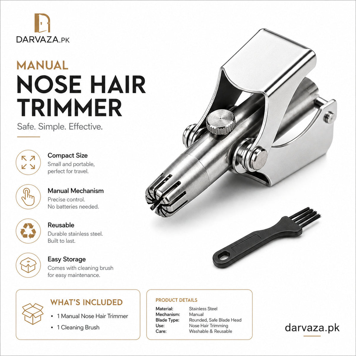 Vintage Style Manual Mechanical Nose Hair Trimmer