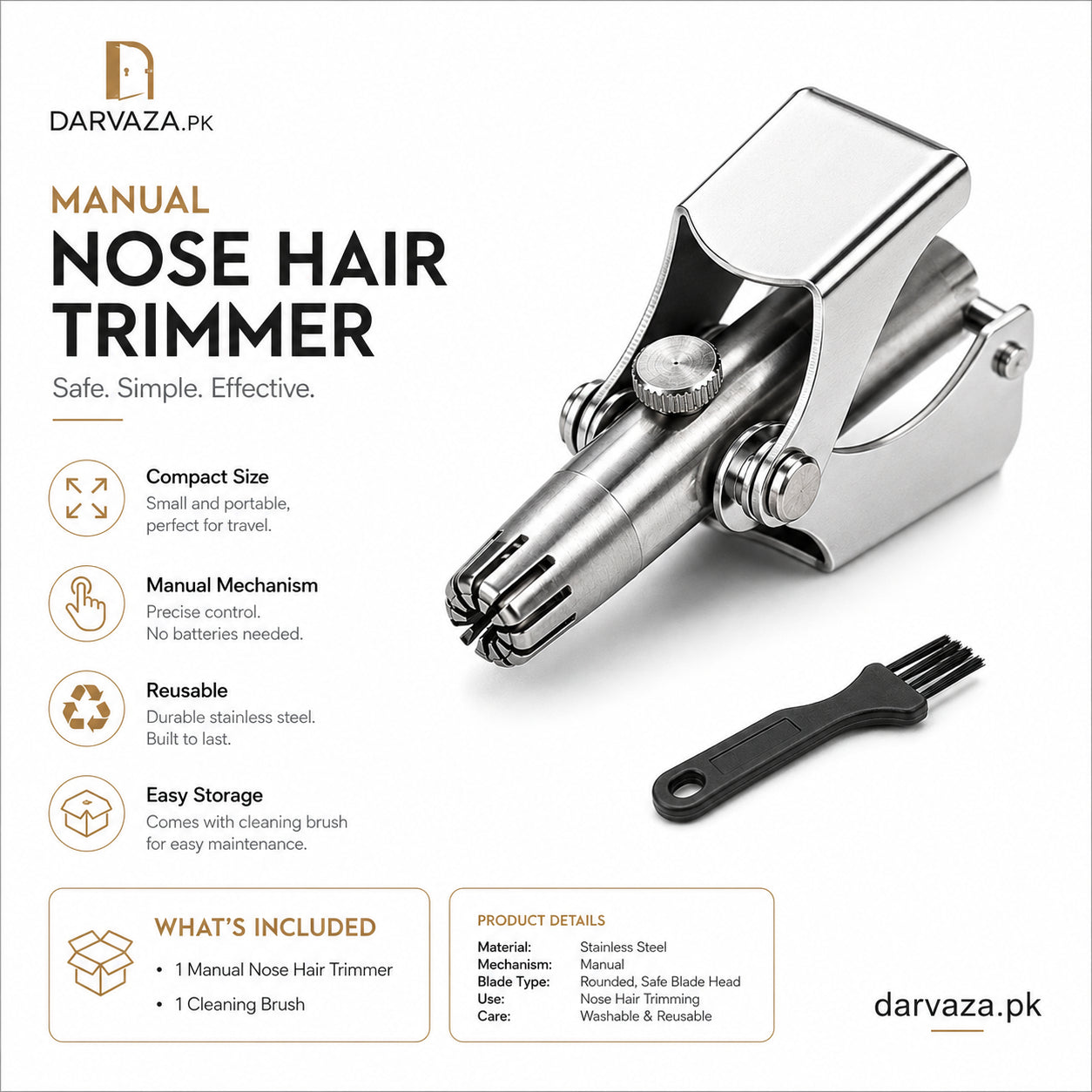 Vintage Style Manual Mechanical Nose Hair Trimmer