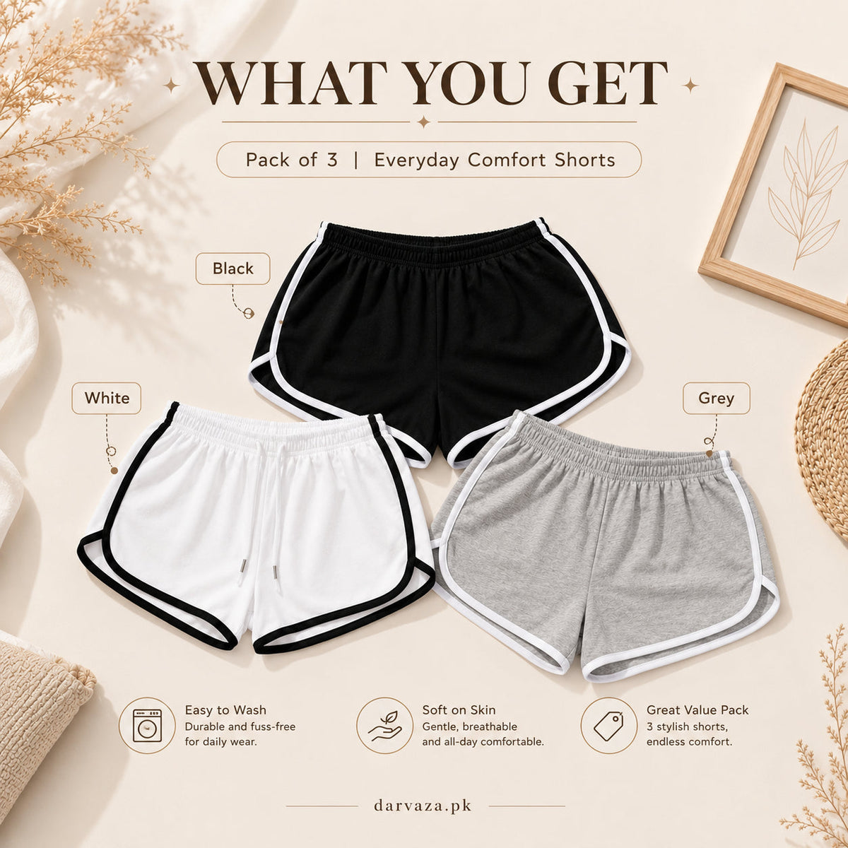 Buy 1 Get 2 Free – Pack of 3 Premium Soft Cotton Boxer Shorts