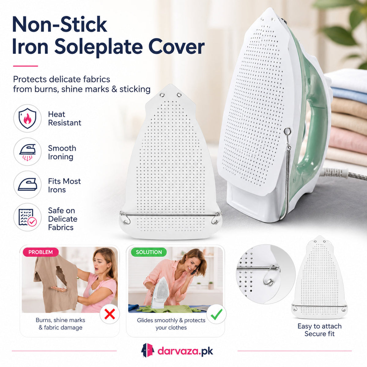 Pack of 2 Non-Stick Iron Soleplate Covers Heat Resistant Protector