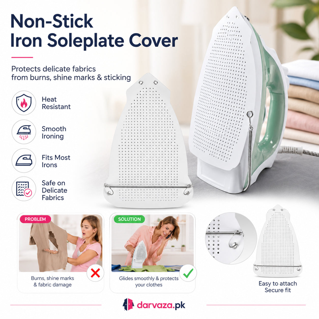 Pack of 2 Non-Stick Iron Soleplate Cover | 2 Iron Protectors Shoe for Clothes – Heat Resistant & Fabric Safe