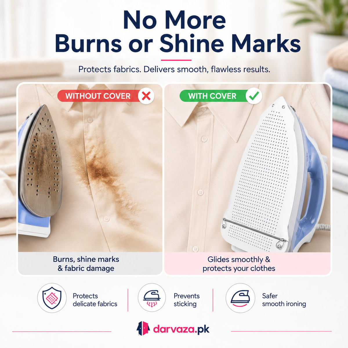Pack of 2 Non-Stick Iron Soleplate Covers Heat Resistant Protector