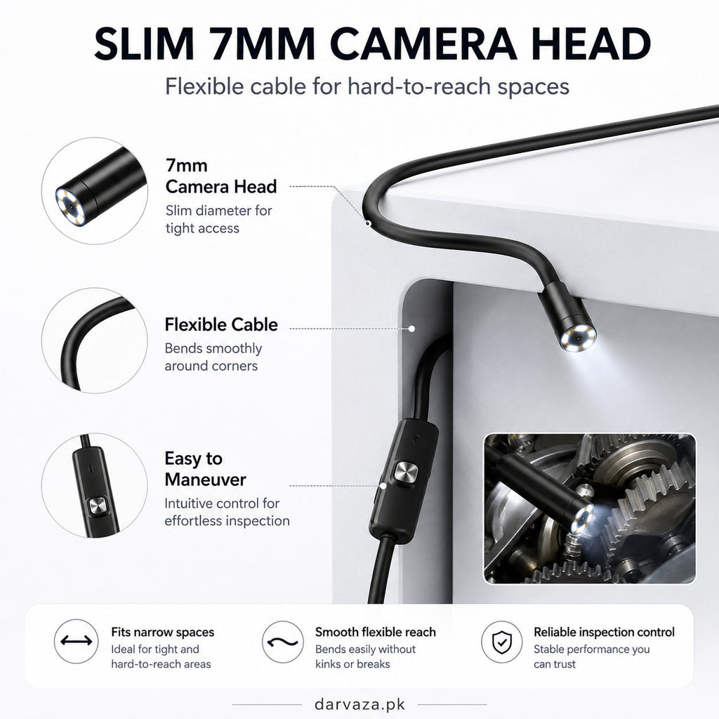 Waterproof Endoscope Camera for Inspection With 6 LED and Soft Cable