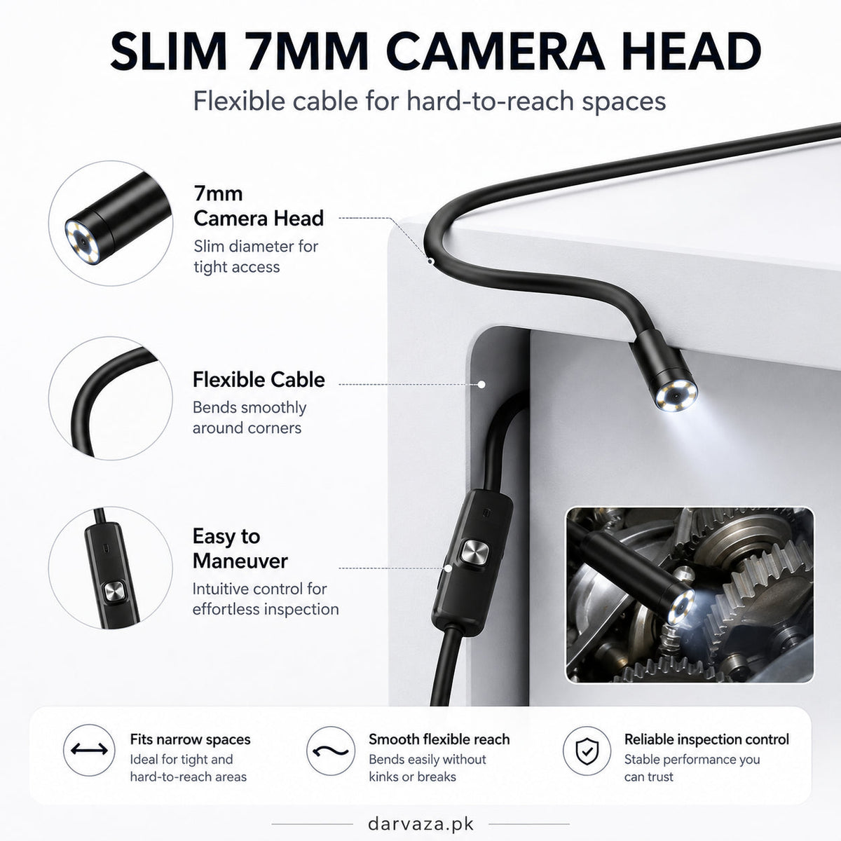 Waterproof Endoscope Camera for Inspection With 6 LED and Soft Cable