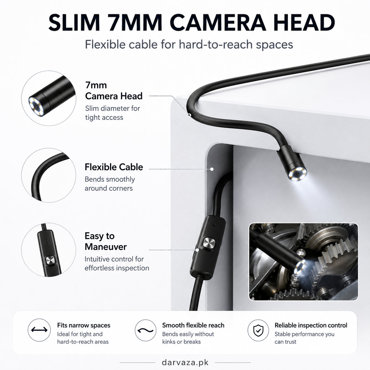 Waterproof Endoscope Camera for Inspection With 6 LED and Soft Cable