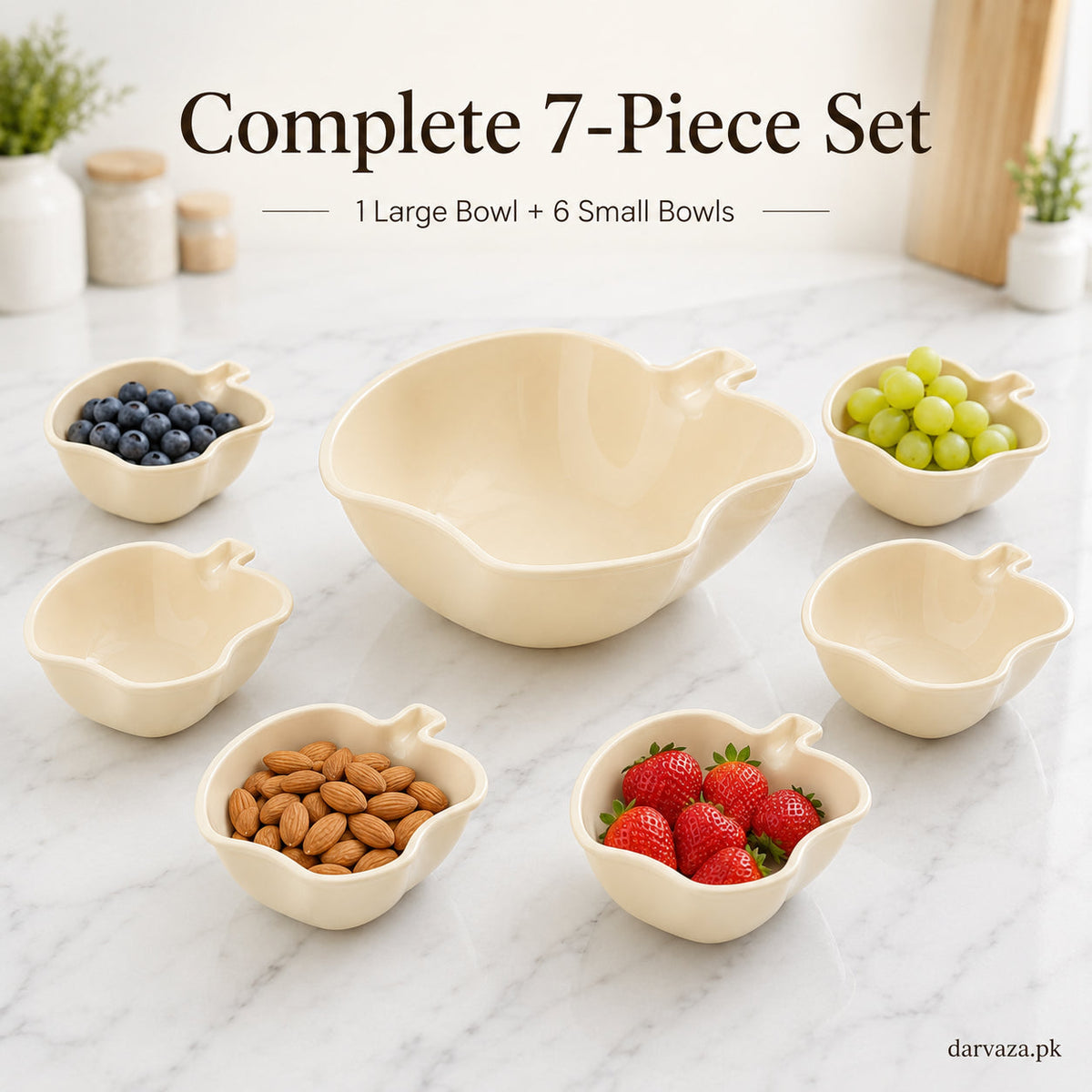 Apple Bowl Set 7 in 1 – Premium Serving Bowls for Snacks, Fruits & Dips