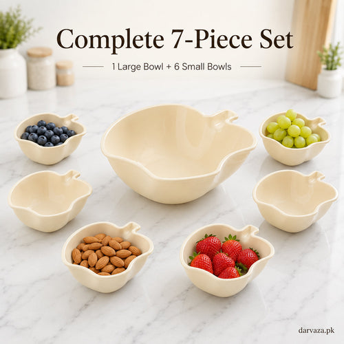 Apple Bowl Set 7 in 1 – Premium Serving Bowls for Snacks, Fruits & Dips