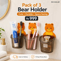 Pack of 3 Wall Mounted Bear Holder – Cute & Durable Organizer