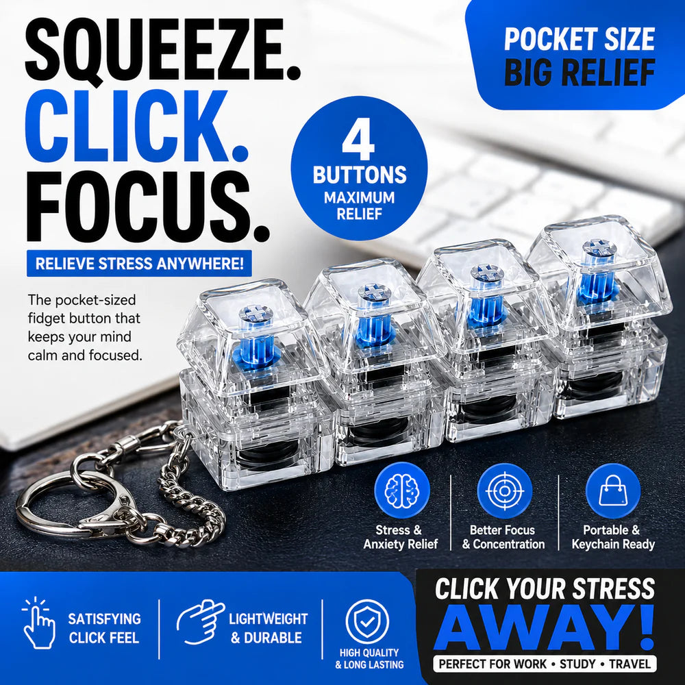 Stress Relief Fidget Clicker Keychain