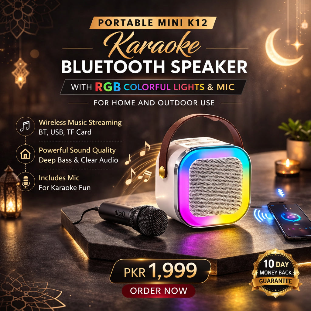 Portable K12 Mini Karaoke Bluetooth Speaker with Mic & RGB Lights