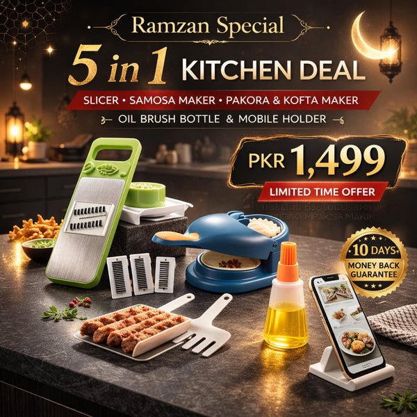 5-in-1 Kitchen Deal Slicer Samosa Pakora Kofta Maker & Oil Brush