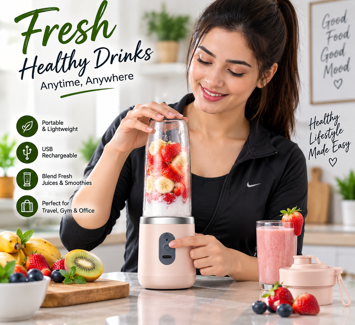 Portable USB rechargeable juicer blender