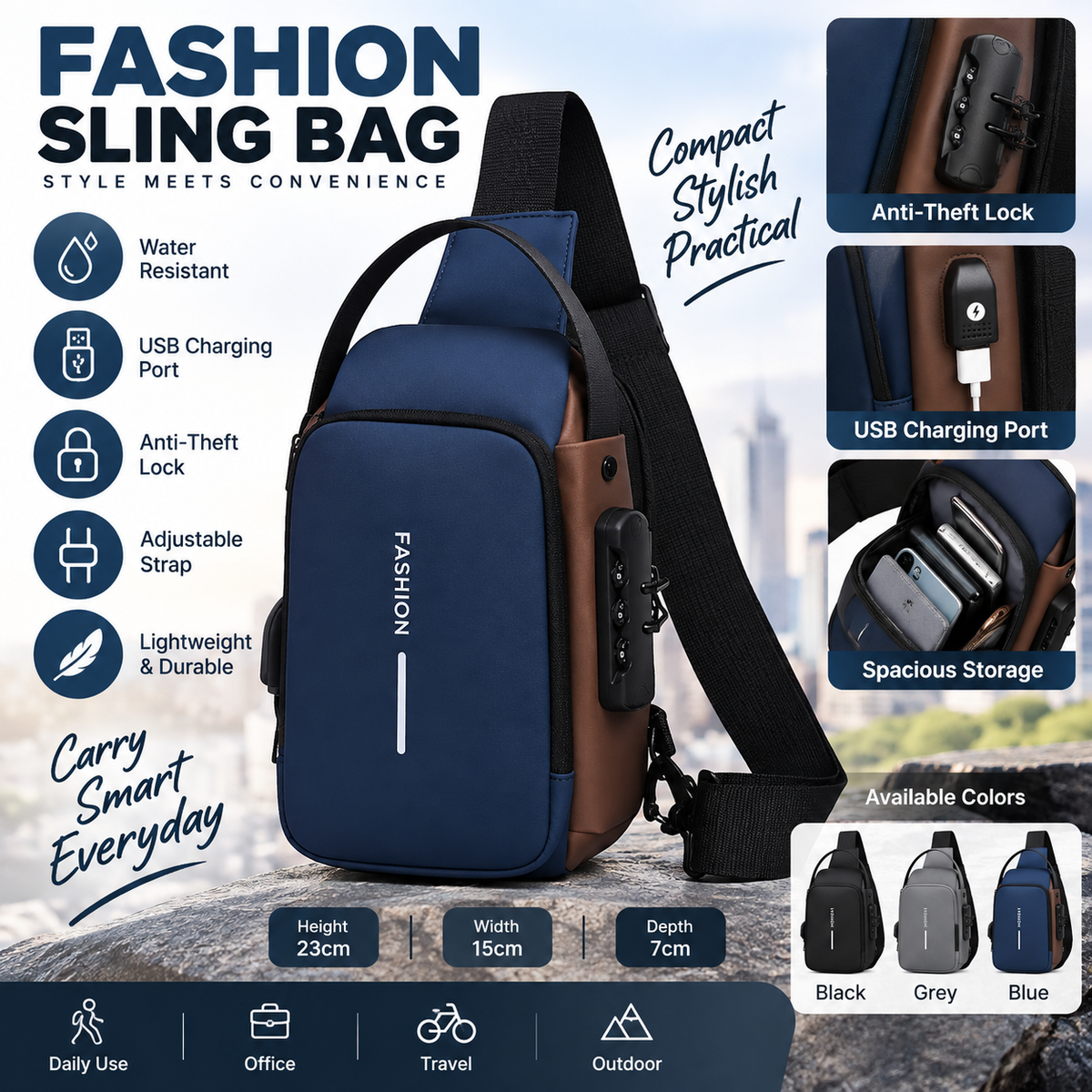 Fashion Sling Bag – Anti-Theft Shoulder Bag