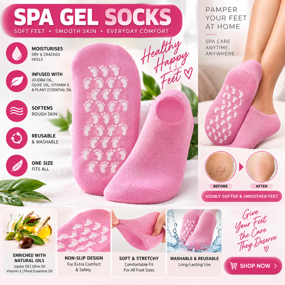 Premium Spa Gel Socks – Soft & Smooth Feet Care
